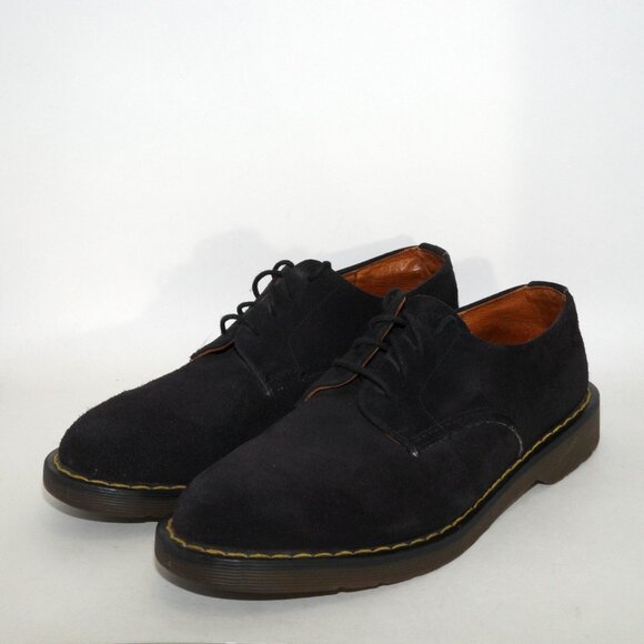 Vintage Made in England UK Dr. Martens Black Suede Oxford Lace Up 4 Eye Mens 11 - Picture 1 of 14